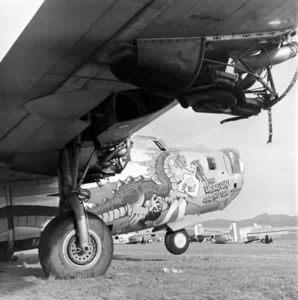 B-24 Liberator "The Dragon and His Tail" with engines removed at Kingman AAF in Arizona